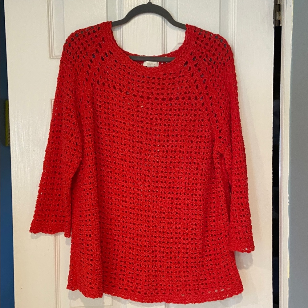 Chico's Vibrant Red Knit Top Size 2